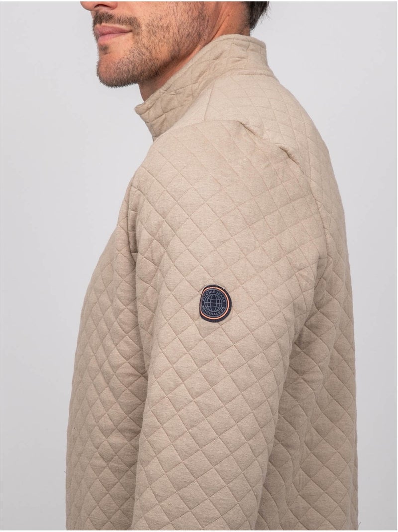 Sweat matelassé col montant zippé woribou Beige - Kiabi
