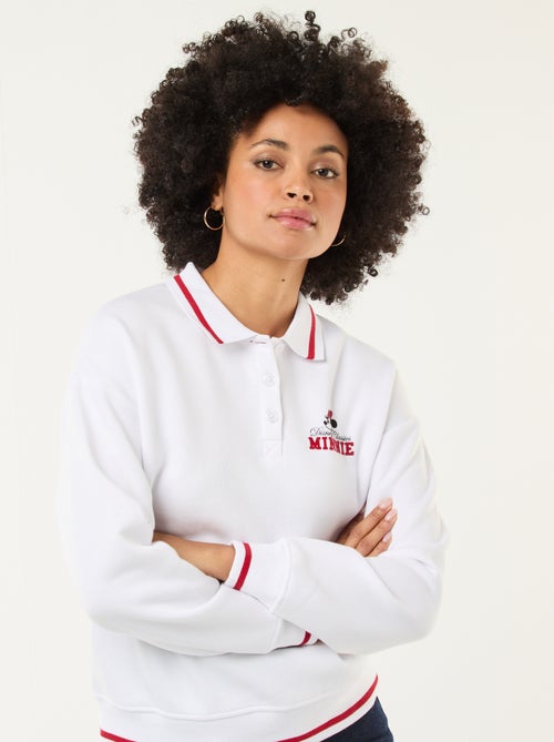 Sweat 'Minnie' 'Disney' avec col polo boutonné - Kiabi