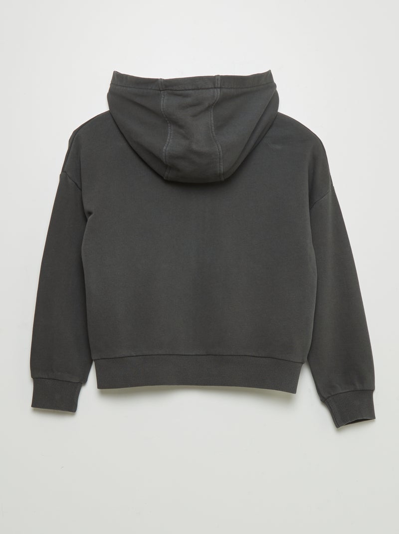 Sweat mixte à capuche ouverture zippée NOIR - Kiabi