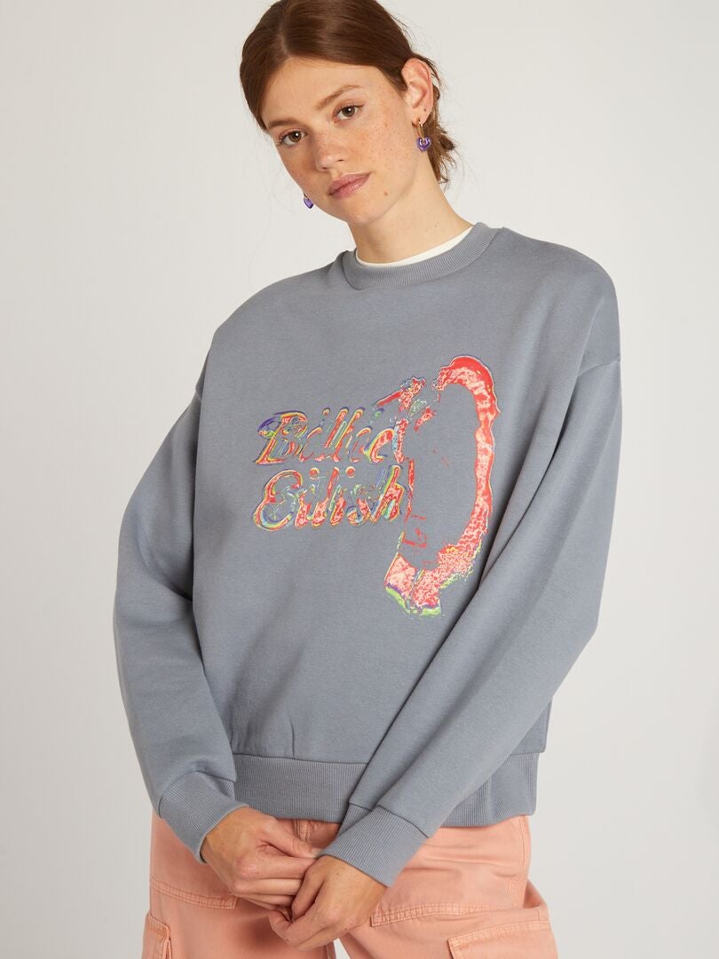 Sweat à Capuche Billie Eilish – Motif Fleur Bleu Officiel, Coupe Classique, 241g, Produit Sous Licence