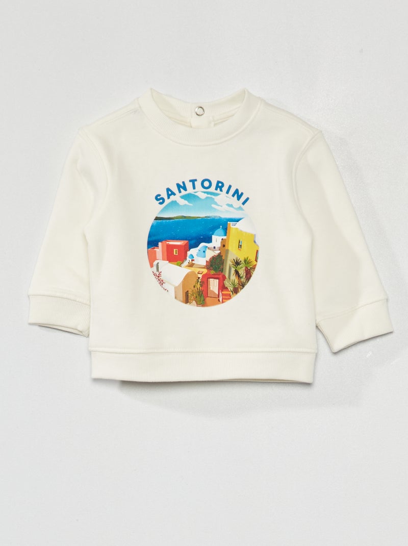 Sweat molleton imprimé 'Santorini' Blanc - Kiabi