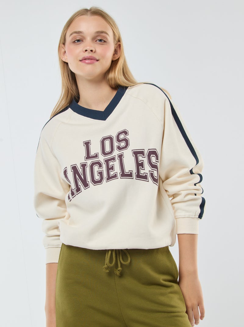 Sweat molleton sportswear Blanc - Kiabi