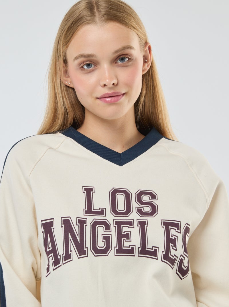 Sweat molleton sportswear Blanc - Kiabi
