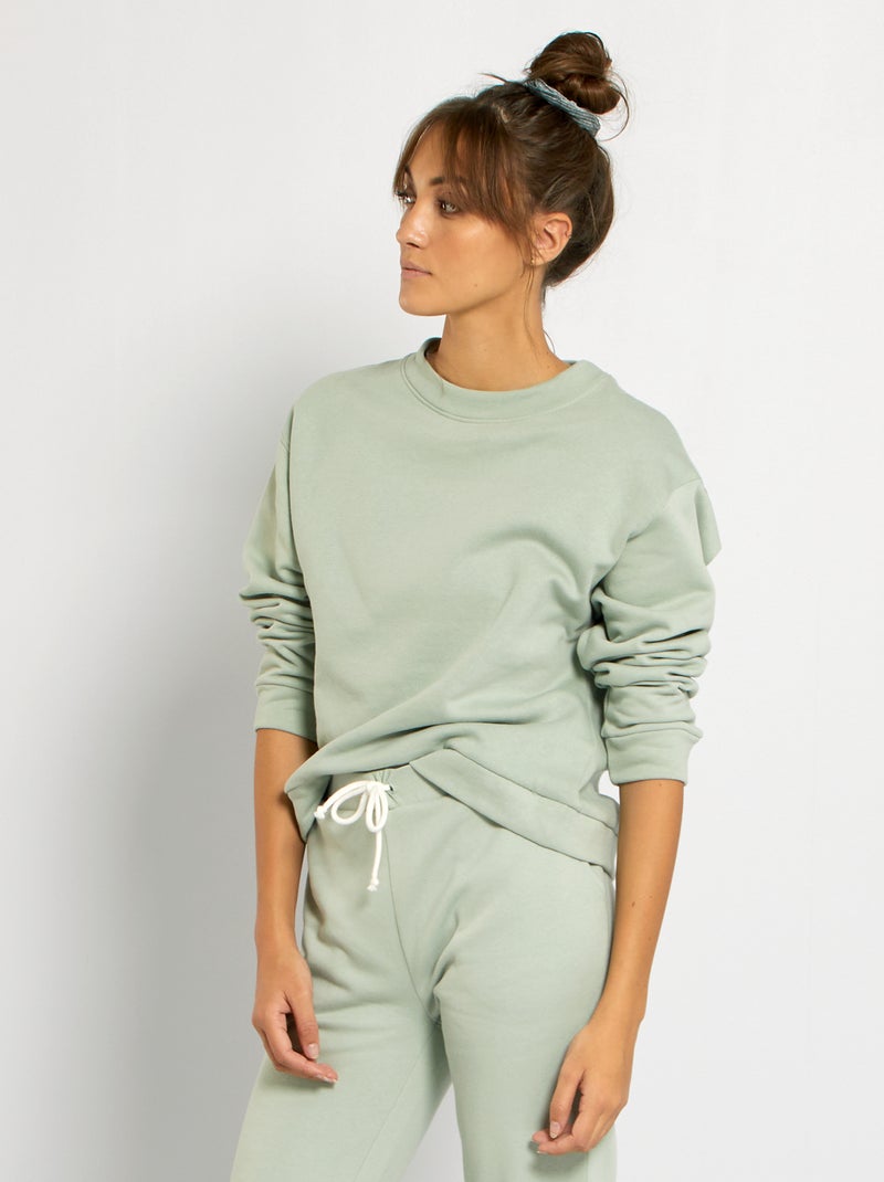 Sweat molletonné vert cendré - Kiabi