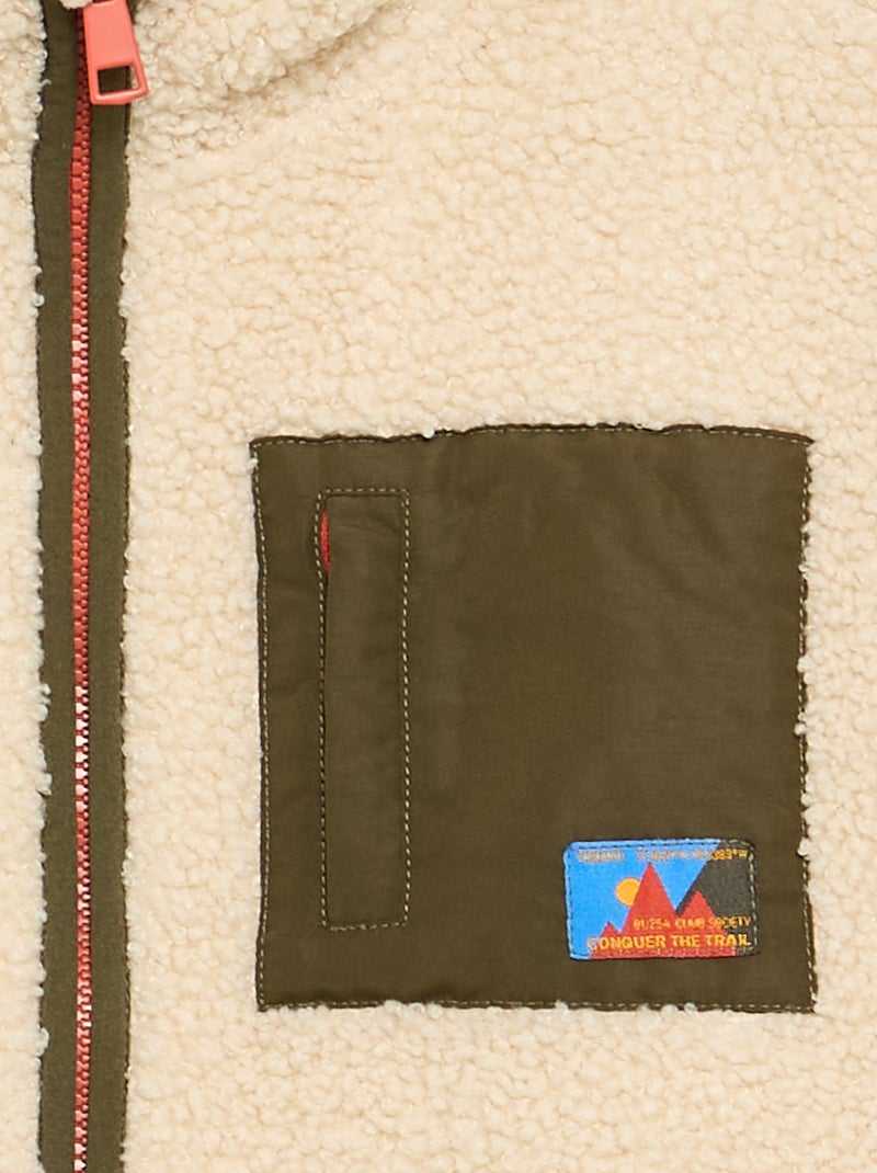 Sweat moutonné zippé à col montant Beige - Kiabi