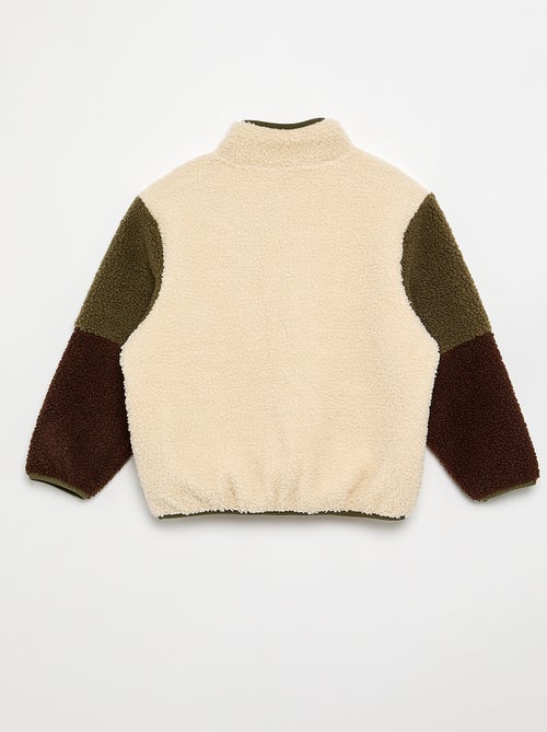 Sweat moutonné zippé à col montant - Kiabi