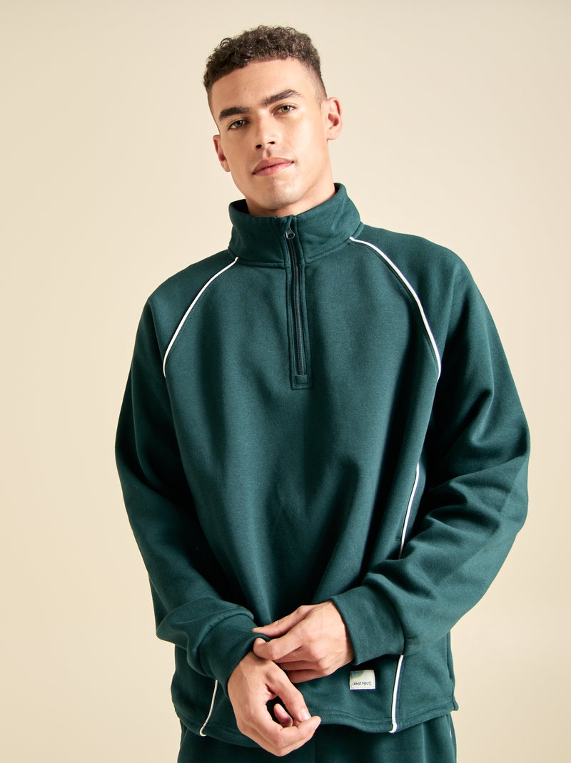 Sweat multi-sport avec col camionneur zippé - (ekstract) Vert - Kiabi