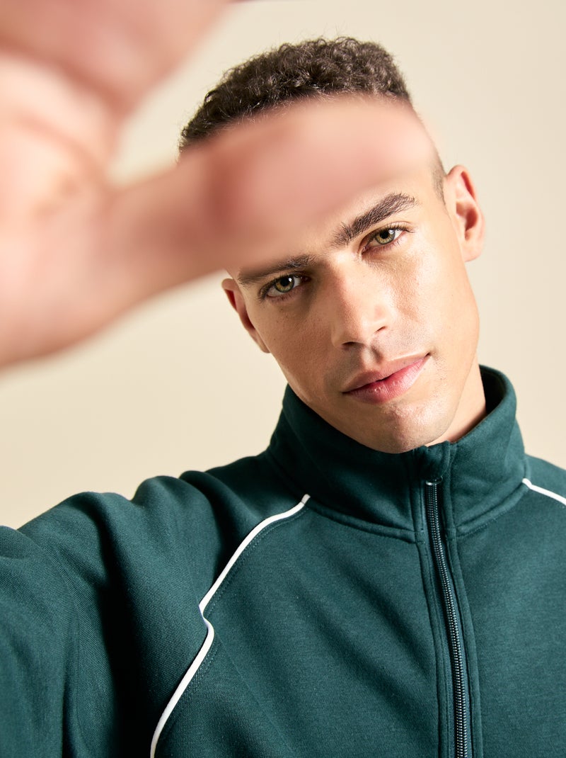 Sweat multi-sport avec col camionneur zippé - (ekstract) Vert - Kiabi