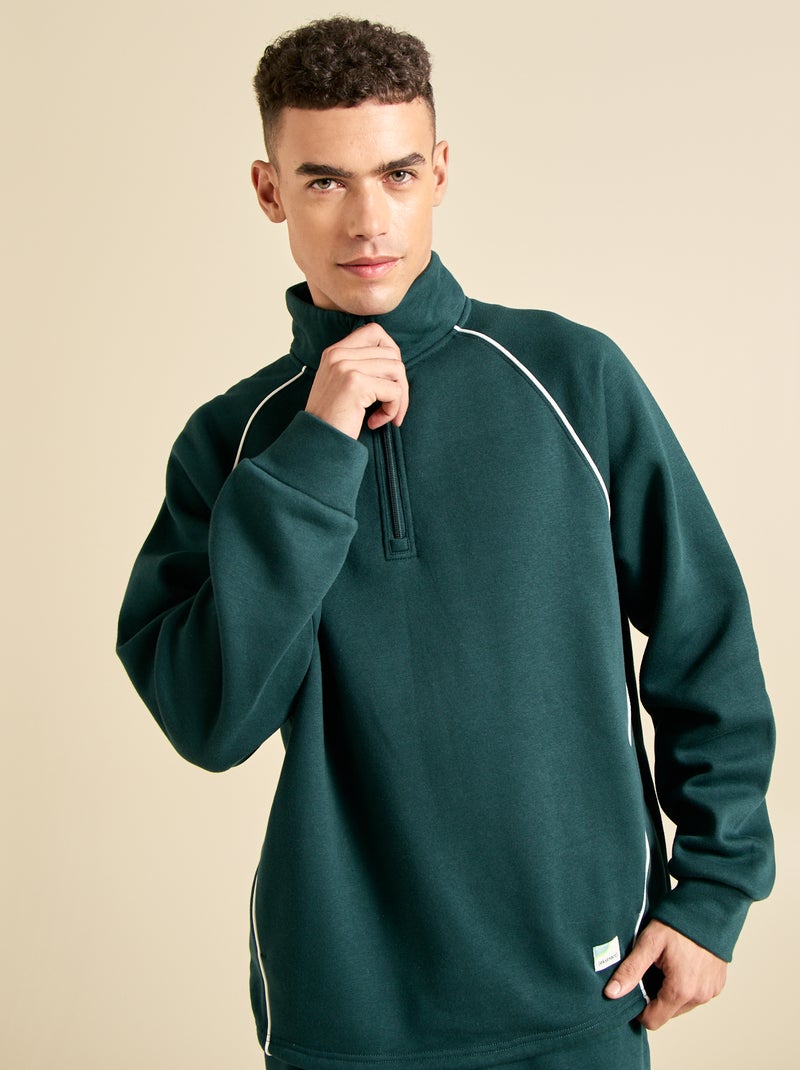 Sweat multi-sport avec col camionneur zippé - (ekstract) Vert - Kiabi