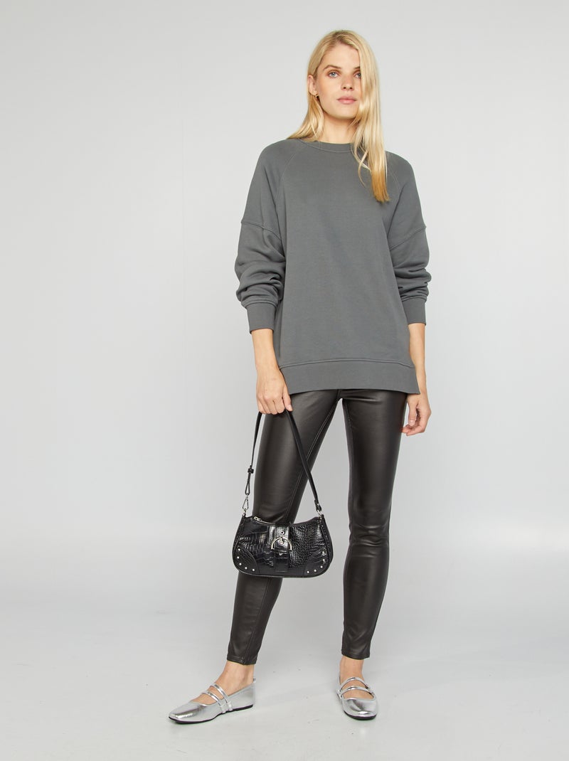 Sweat oversize à col rond Gris - Kiabi