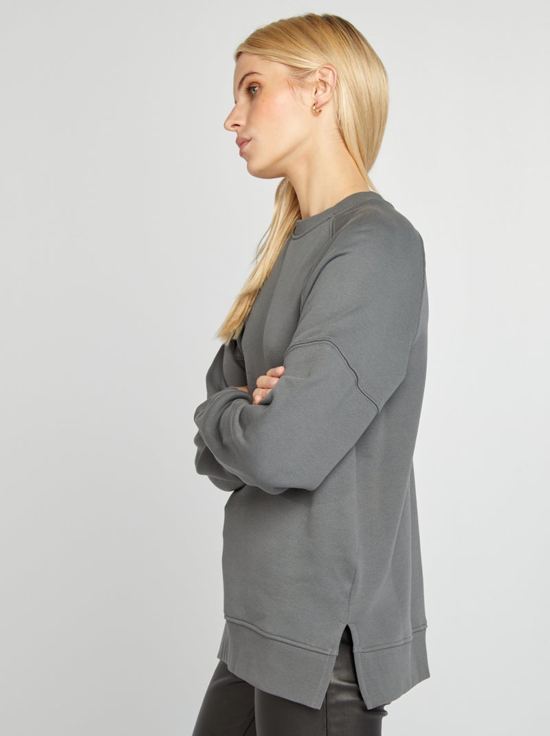 Sweat oversize à col rond Gris - Kiabi