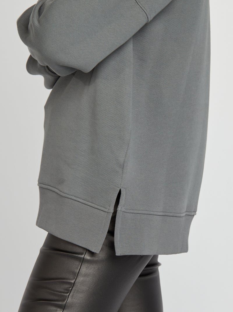 Sweat oversize à col rond Gris - Kiabi
