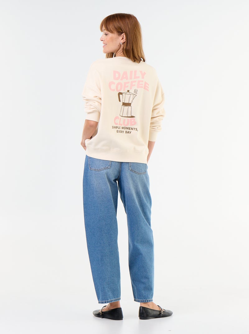 Sweat oversize imprimé Beige - Kiabi
