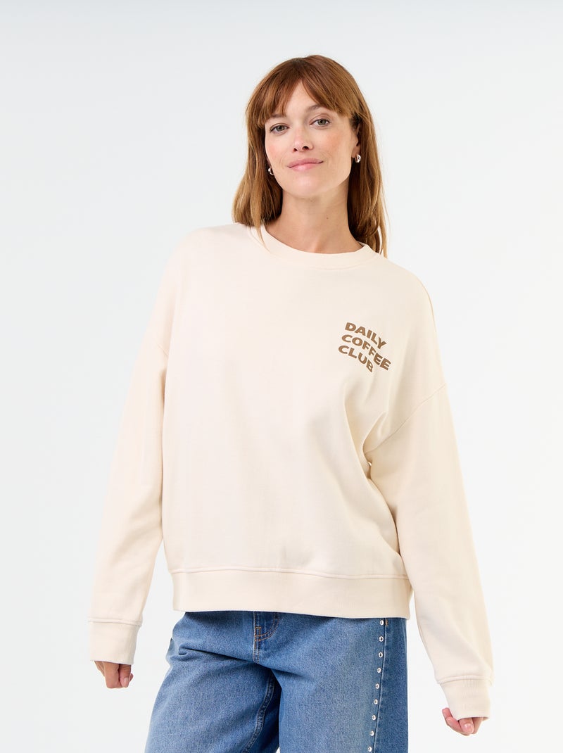 Sweat oversize imprimé Beige - Kiabi