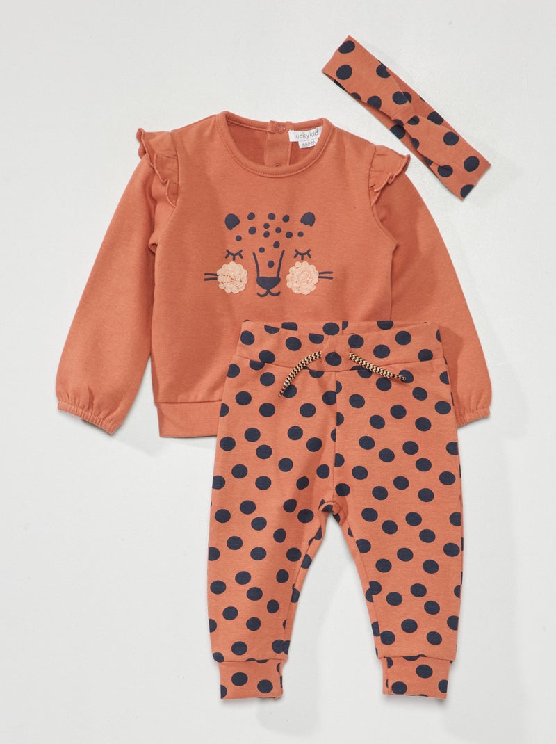 Sweat + pantalon + bandeau assorti - 2 pièces Rose - Kiabi