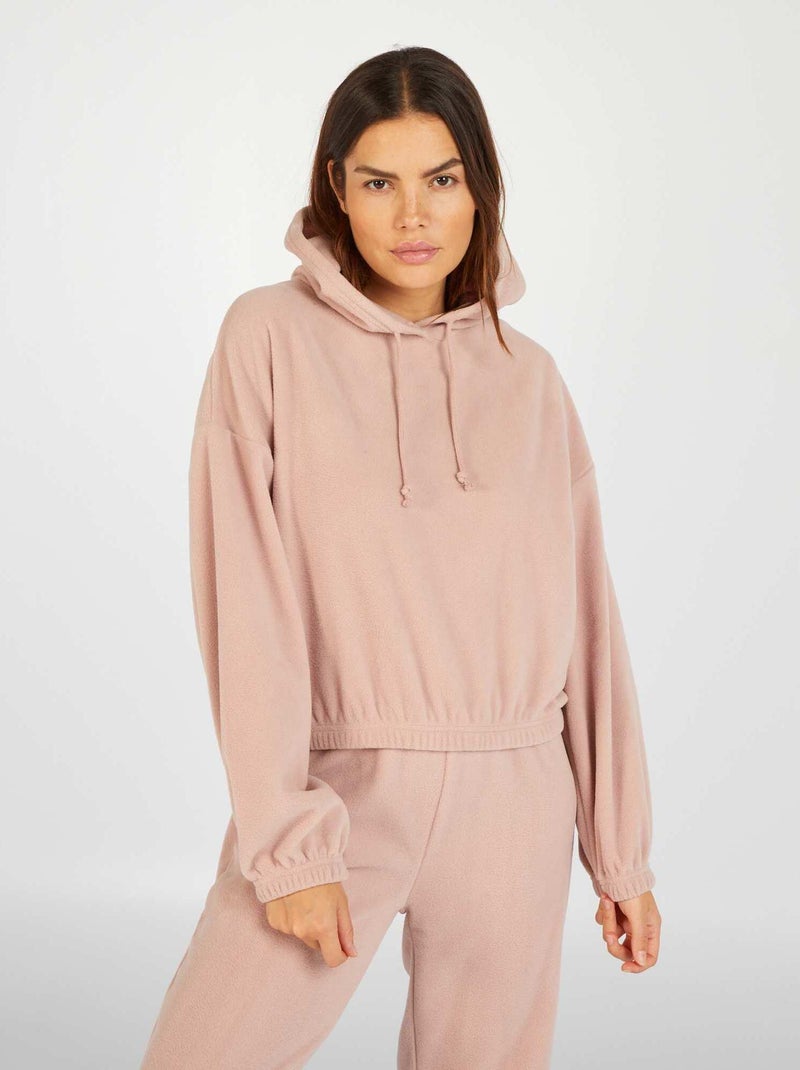 Sweat polaire à capuche Beige - Kiabi
