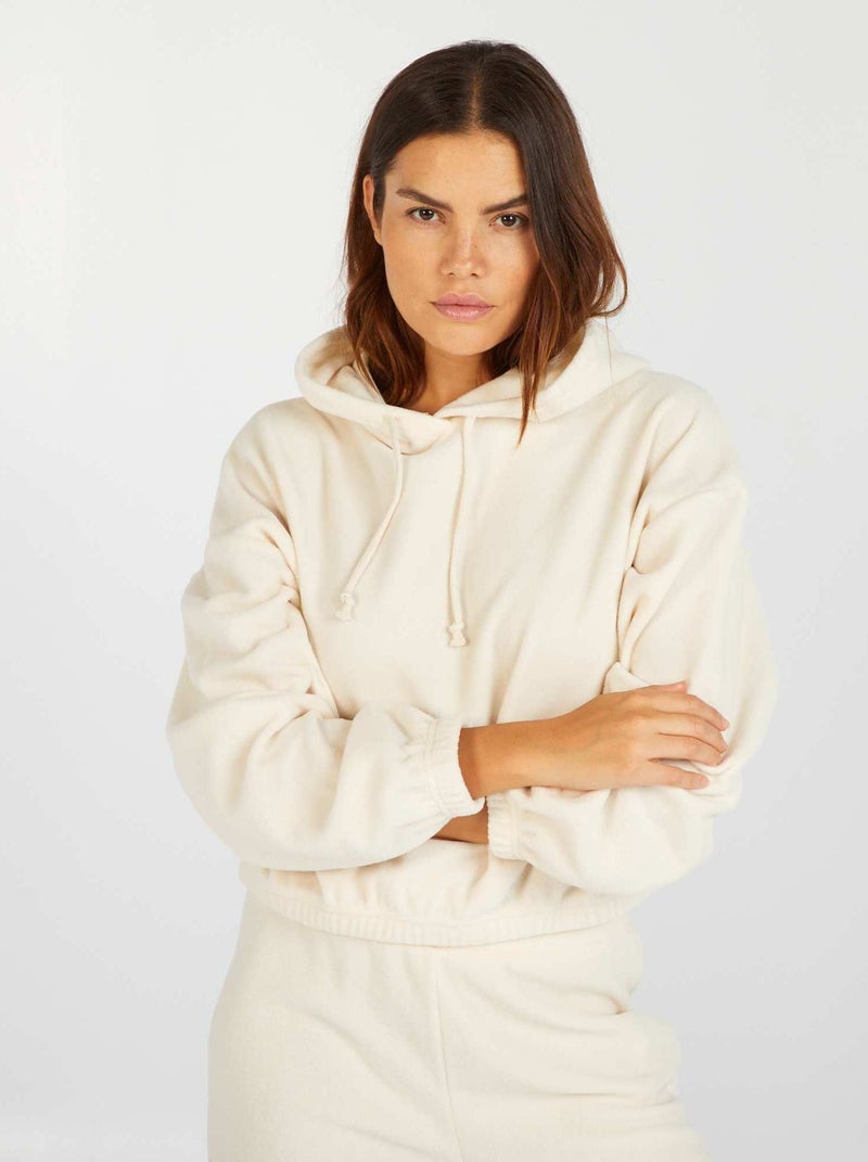 Sweat polaire à capuche Blanc - Kiabi