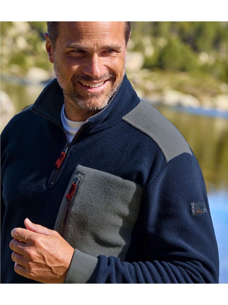 Sweat Polaire Col Zipp? Outdoor?  - ATLAS FOR MEN Bleu marine - Kiabi