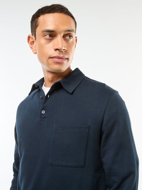 Sweat polo uni à manches longues - Kiabi