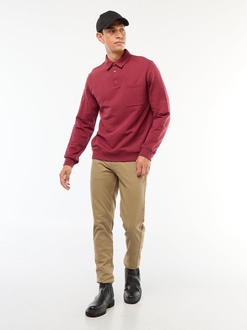 Sweat polo uni à manches longues - Kiabi