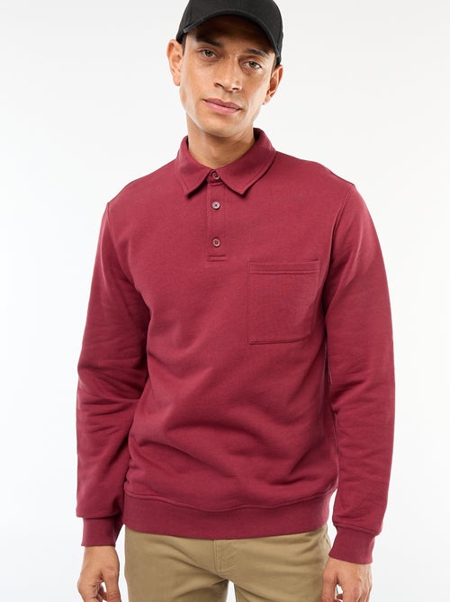 Sweat polo uni à manches longues - Kiabi