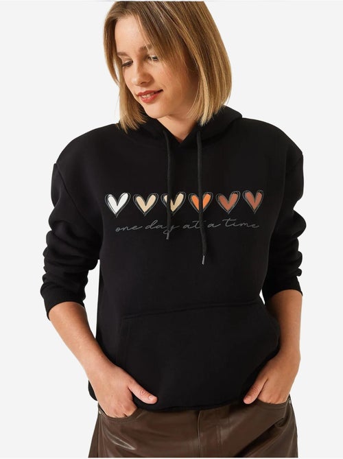 Sweat-shirt à capuche à triple fil brossé et imprimé cœur lucci - Kiabi Sweat-shirt à capuche à triple fil brossé et imprimé cœur lucci - Kiabi