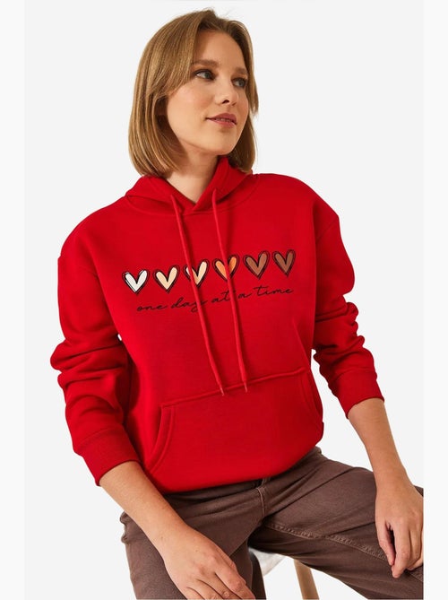 Sweat-shirt à capuche à triple fil brossé et imprimé cœur lucci - Kiabi Sweat-shirt à capuche à triple fil brossé et imprimé cœur lucci - Kiabi