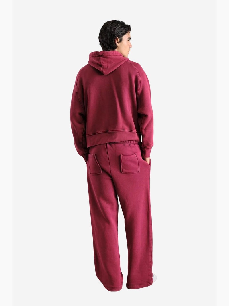 Sweat-shirt à capuche avec cordon de serrage et poche giesto Rouge bordeaux - Kiabi