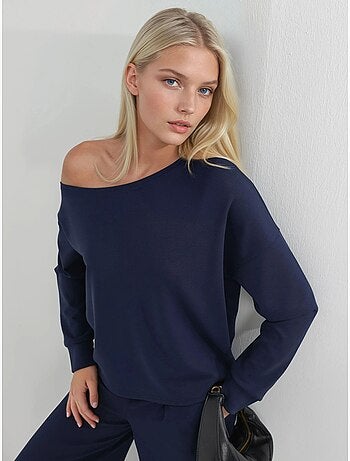 Sweat-shirt à col asymétrique et coupe décontractée busem