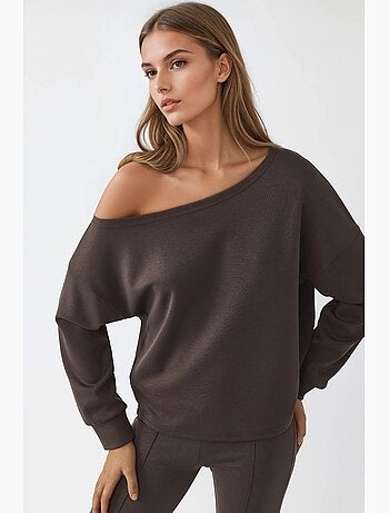 Sweat-shirt à col asymétrique et coupe décontractée busem