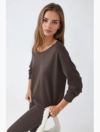 Sweat-shirt à col asymétrique et coupe décontractée busem