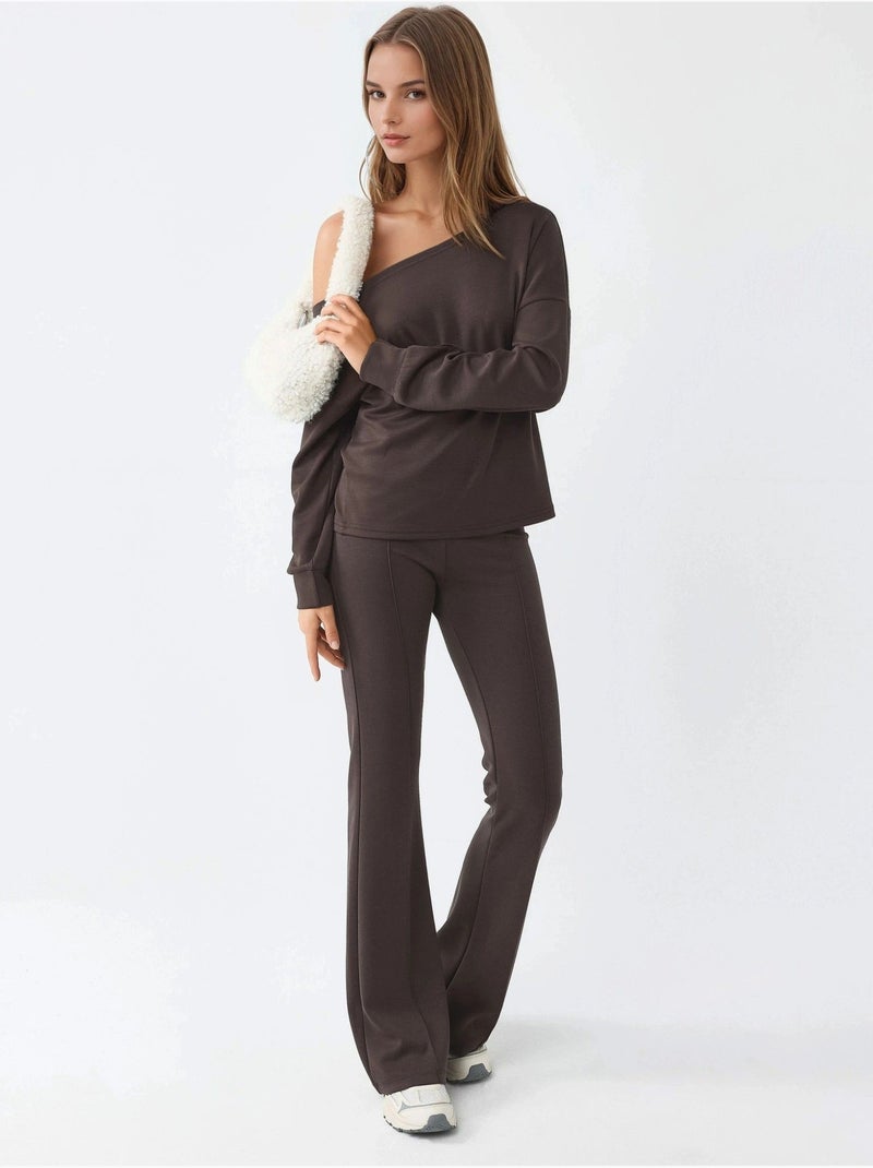 Sweat-shirt à col asymétrique et coupe décontractée busem Marron foncé - Kiabi