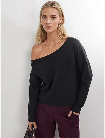 Sweat-shirt à col asymétrique et coupe décontractée busem