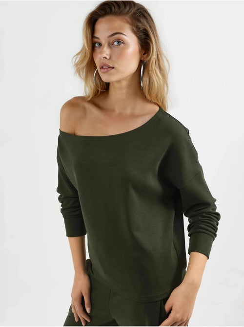 Sweat-shirt à col asymétrique et coupe décontractée busem - Kiabi Sweat-shirt à col asymétrique et coupe décontractée busem - Kiabi