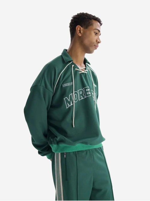 Sweat-shirt à col ouvert, imprimé et détail cravate giesto - Kiabi