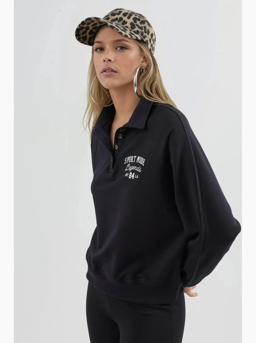 Sweat-shirt à col polo, manches longues et coupe décontractée busem - Kiabi Sweat-shirt à col polo, manches longues et coupe décontractée busem - Kiabi