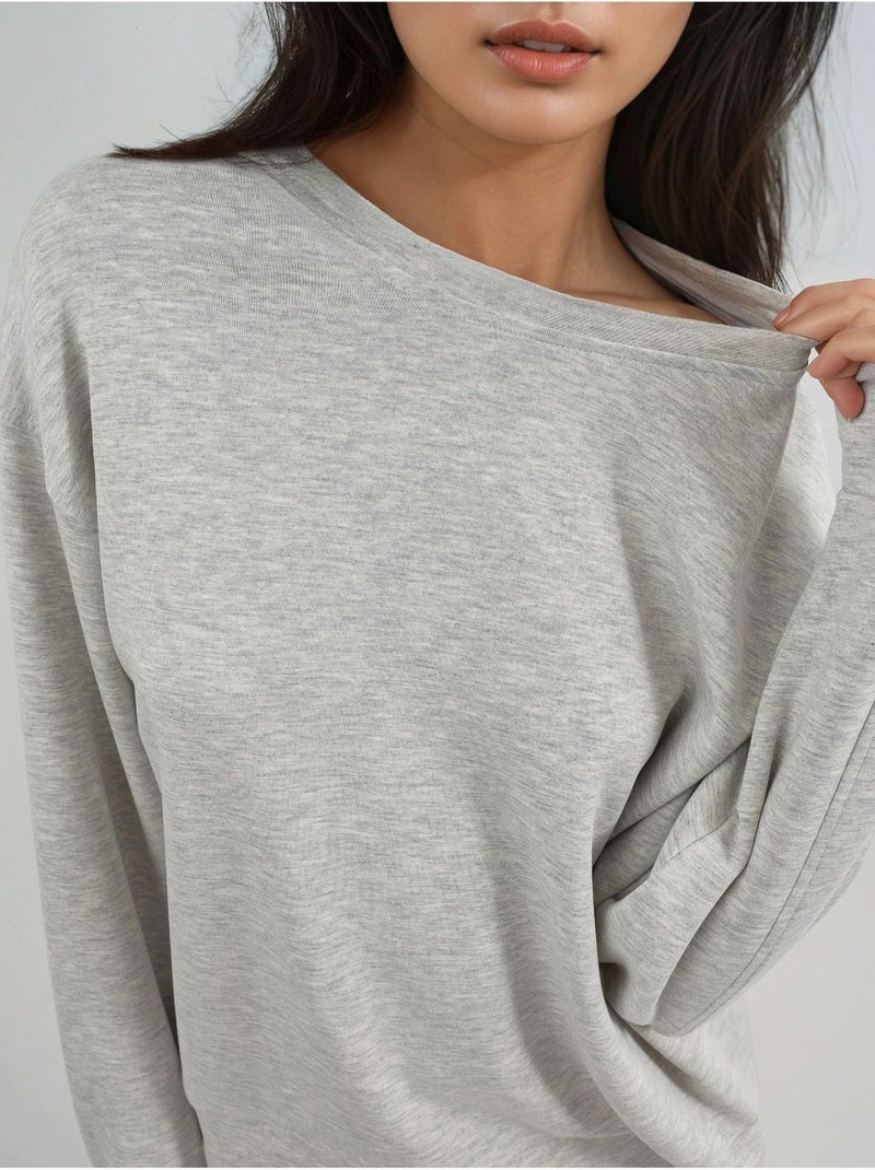 Sweat-shirt à col rond coupe décontractée busem Gris clair - Kiabi