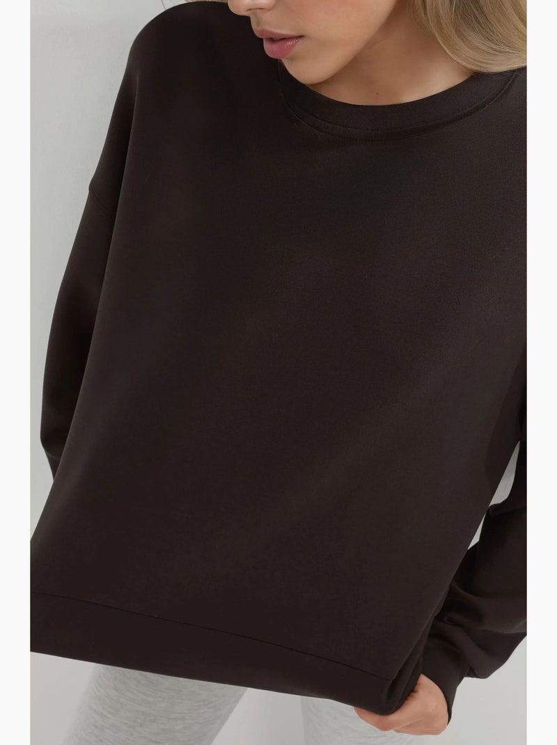 Sweat-shirt à col rond coupe décontractée busem Marron foncé - Kiabi