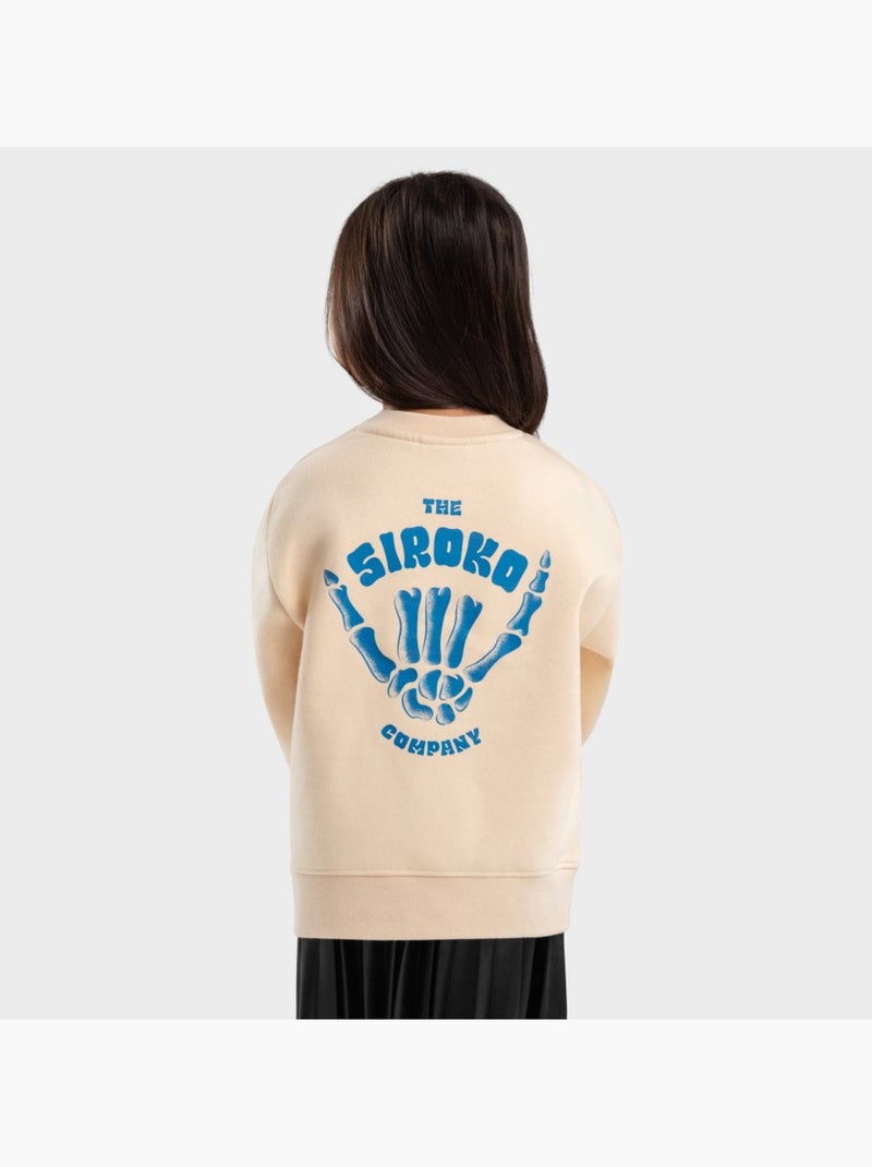 Sweat-shirt à col rond fille lifestyle enfants gang-g Beige - Kiabi