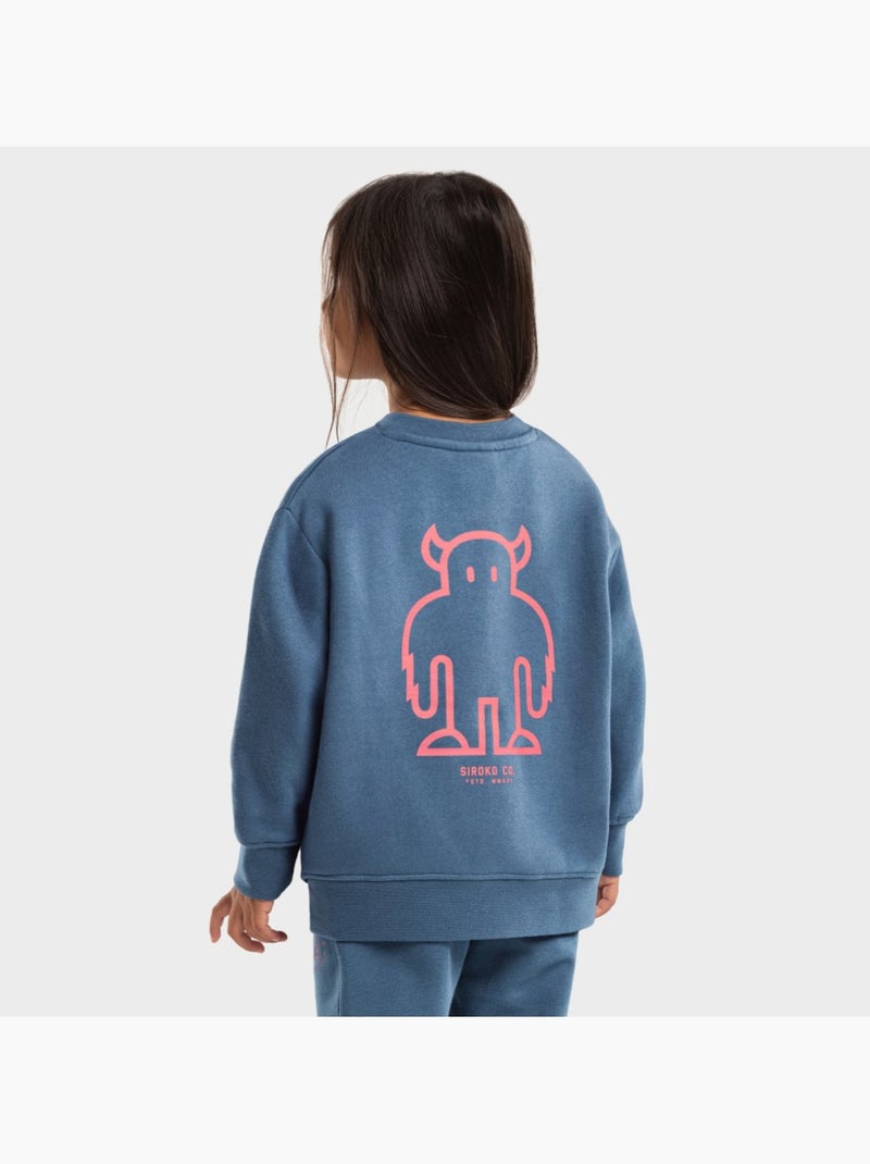 Sweat-shirt à col rond fille lifestyle enfants glob-g Bleu - Kiabi
