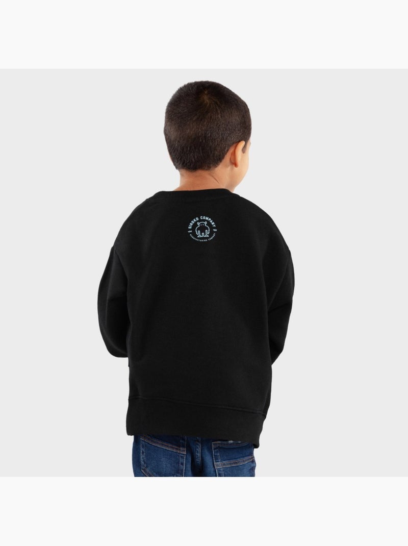 Sweat-shirt à col rond garçon lifestyle enfants furry Noir - Kiabi