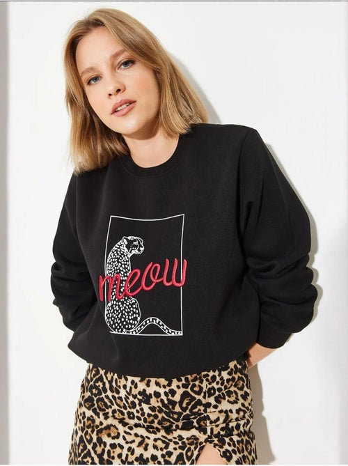 Sweat-shirt à imprimé léopard lucci - Kiabi Sweat-shirt à imprimé léopard lucci - Kiabi
