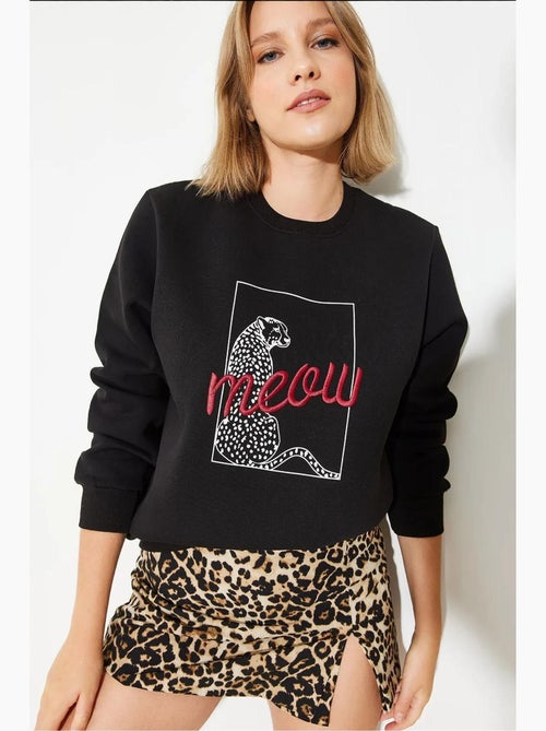 Sweat-shirt à imprimé léopard lucci - Kiabi Sweat-shirt à imprimé léopard lucci - Kiabi