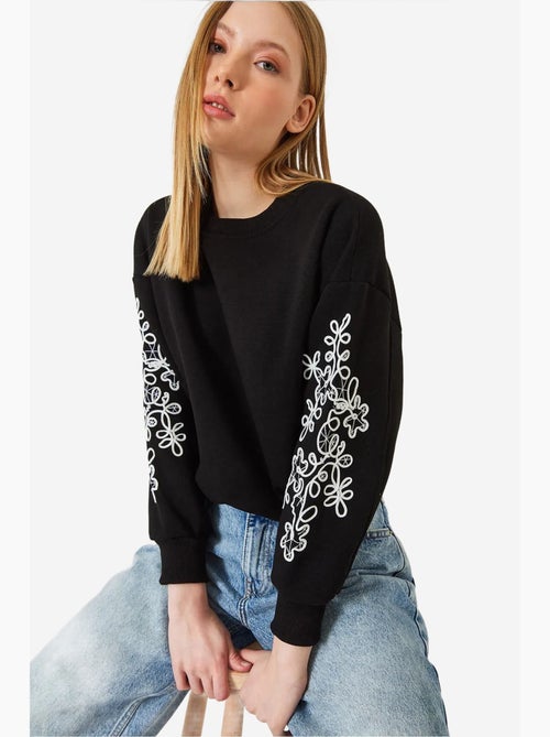 Sweat-shirt à manches brodées lucci - Kiabi Sweat-shirt à manches brodées lucci - Kiabi