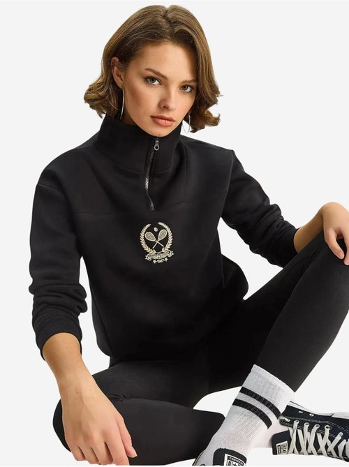 Sweat-shirt à manches longues avec broderie et col zippé lucci - Kiabi Sweat-shirt à manches longues avec broderie et col zippé lucci - Kiabi