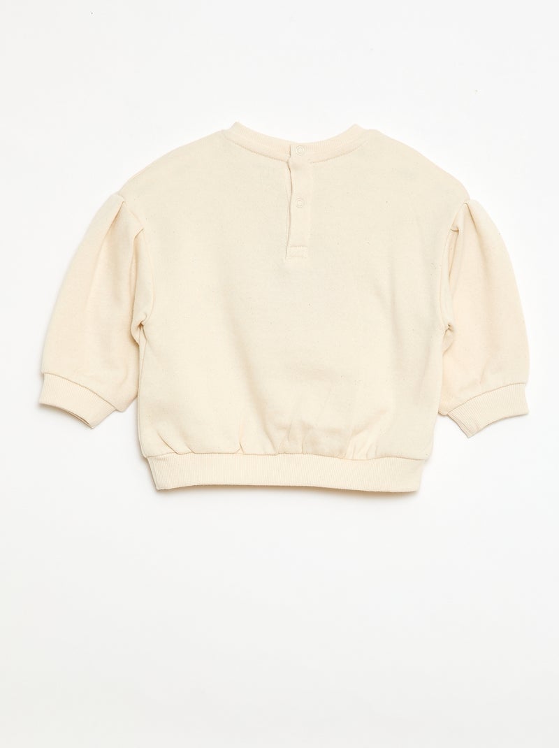 Sweat-shirt à manches longues avec patch en maille bouclette Beige - Kiabi