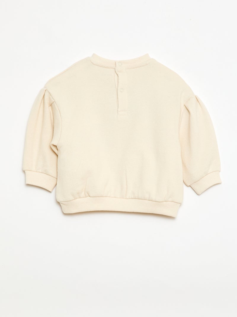 Sweat-shirt à manches longues avec patch en maille bouclette Beige - Kiabi