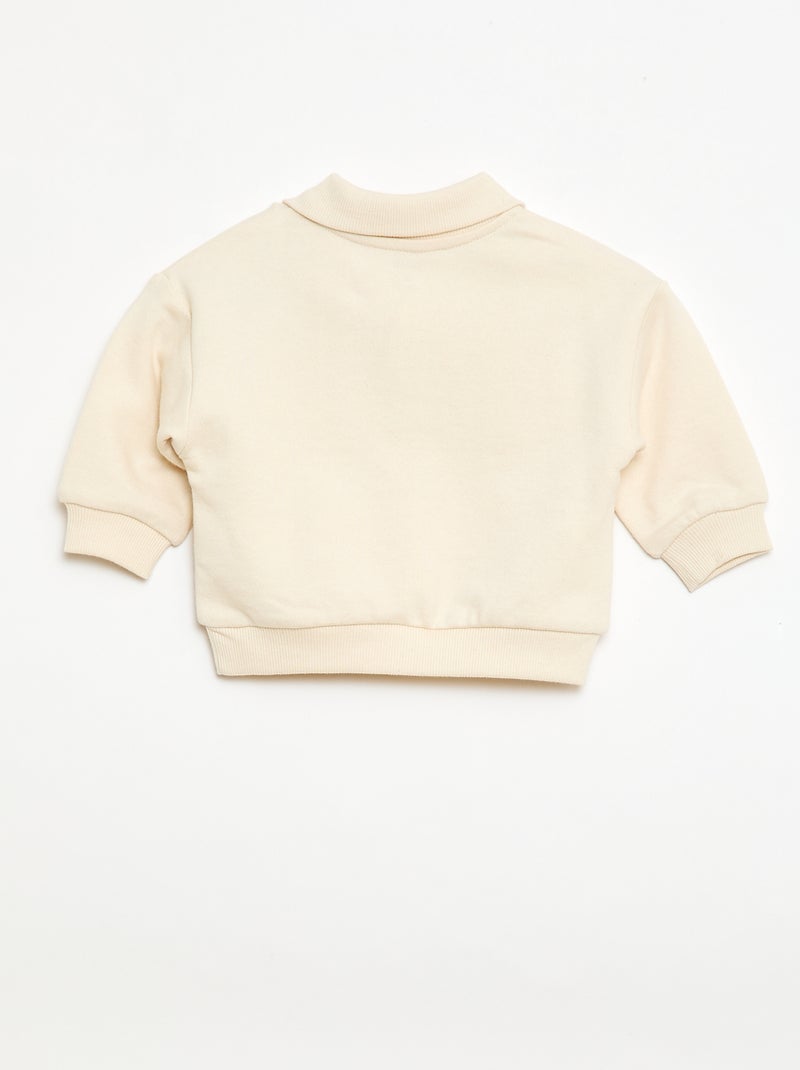 Sweat-shirt à manches longues col polo Beige - Kiabi