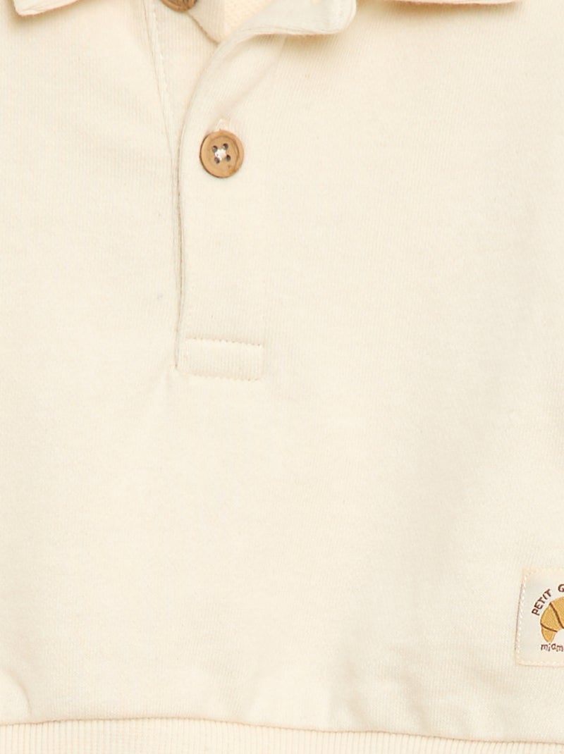 Sweat-shirt à manches longues col polo Beige - Kiabi
