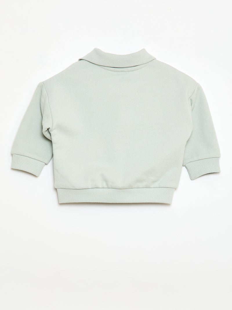 Sweat-shirt à manches longues col polo Bleu - Kiabi